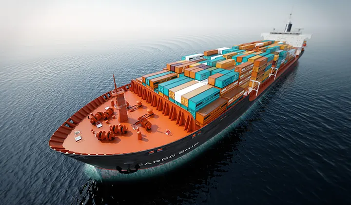 Cargo ship at sea