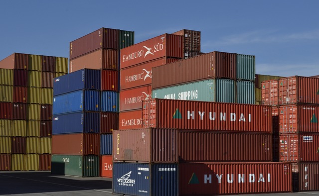 Shipping containers at a port