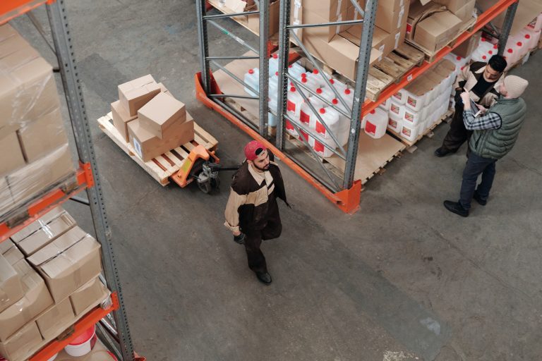 Warehouse team checking stock