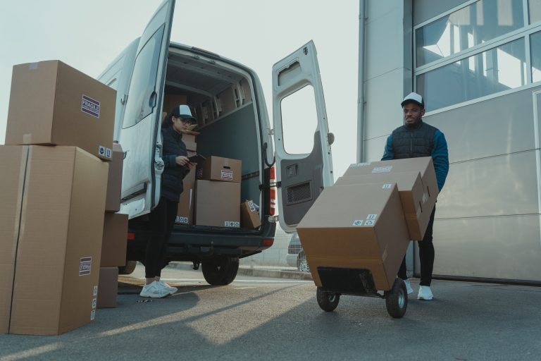 Loading boxes into a delivery van